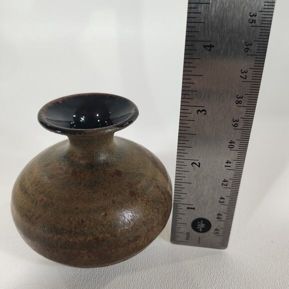 Vintage Mini Pottery‎ Vase 3" Glazed Signed DB - Picture 4 of 5